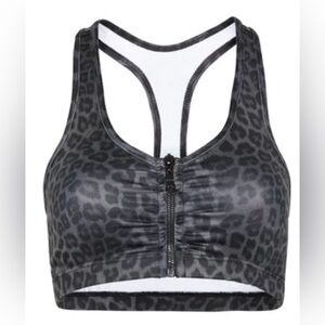 Vie Active LORI - BLACK LEOPARD - ZIPPERED SPORTS BRA XXS/XS